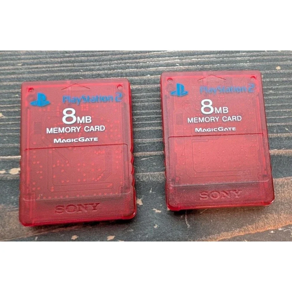 Sony Playstation 2 PS2 OEM 8mb Red Memory Card SCPH-10020 Lot of 2 Tested